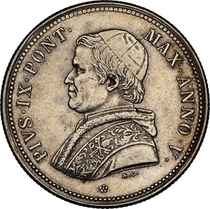 1850-R V ITALY 50 BAIOCCHI PAPAL STATES PIUS IX NGC AU DETAILS - Picture 1 of 4