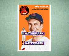 Bob Feller Cleveland Indians 1954 Style Custom Baseball Art Card