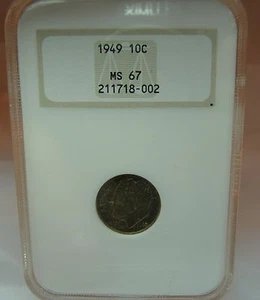 1949 Roosevelt Dime 10C NGC Certified MS 67 - FREE SHIPPING !! - Picture 1 of 5