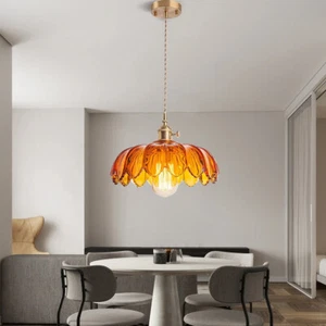 French Island Hanging Light Flower Shape Glass Mini Chandelier Lamp for Kitchen - Picture 1 of 26