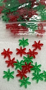 Jewelry Making Plastic Crafting Bead 6-Point Stars Red & Green 145 pcs. - Picture 1 of 3