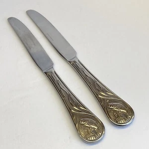 2 RARE Cambridge StainlessFlatware Bass Pro Shop Fishing Fish Dinner Knife - Imagen 1 de 4