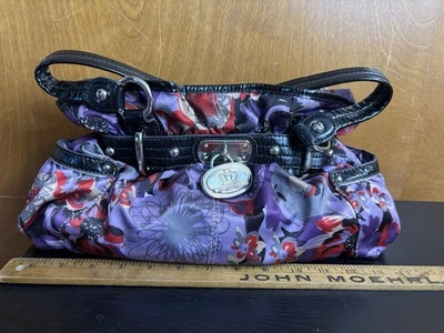 Bolso de hombro de mano Kathy Van Zeeland multicolor púrpura floral flores *LEER Foto 1 de 4