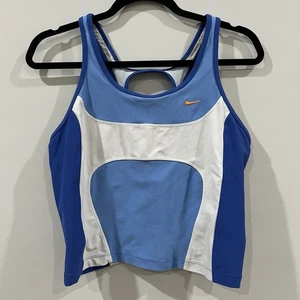 Nike Women's Tank Top Crop Blue Vintage, Built-In Shelf Bra, Size Large - Picture 1 of 3