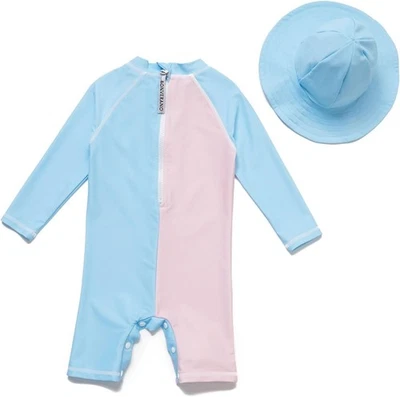 Bébé Maillot de Bain pour fille Une pièce à Manches Longues et Chapeau Protectio - Photo 1/4