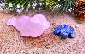 Nature Crystal Stone Carved Sea Seal & Turtle Figures - Picture 1 of 10