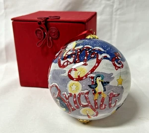 2010 Pier One Li Bien Glas Weihnachtsschmuck Pinguine Merry & Bright Kugel - Bild 1 von 10