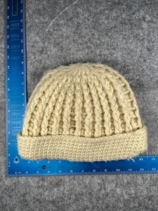 Beanie Haube Damen Einheitsgröße elfenbeinfarben gehäkelt Strick Acrylmischung Schnee Ski Winter - Bild 1 von 6
