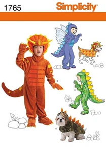 1765 Child's and Dog's Dinosaur Costume Sewing Patterns, Children's Sizes 3-8... - Picture 1 of 3