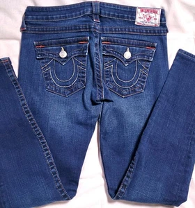 True Religion World Tour Julie Jeans Damen Größe 29 Skinny Blau Made In USA - Bild 1 von 12