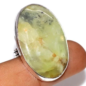 925 Silver Plated Prehnite Ring Handmade Gemstone Jewelry Size US 5.5 AU e498 - Bild 1 von 3