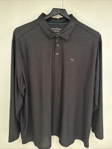 Tommy Bahama Island Zone Long Sleeve Polo Gray Shirt 3XLB Breathable - Picture 1 of 8