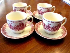VTG JOHNSON BROS.ENGLAND CHRISTMAS 'TWAS THE NIGHT' SET 4 CUP & SAUCERS EXC - Picture 1 of 14
