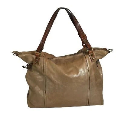 Bolso de hombro italiano hecho a mano de cuero tostado Cavalcanti compartimentos interiores 14X14 Foto 1 de 4