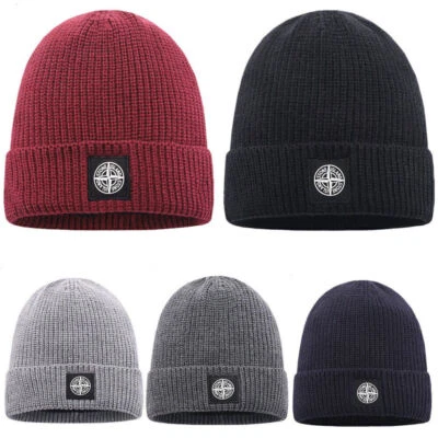 Stone Island Warm Cuffed Cap Knit Stretch Beanie Winter Hat Mens Womens Gift