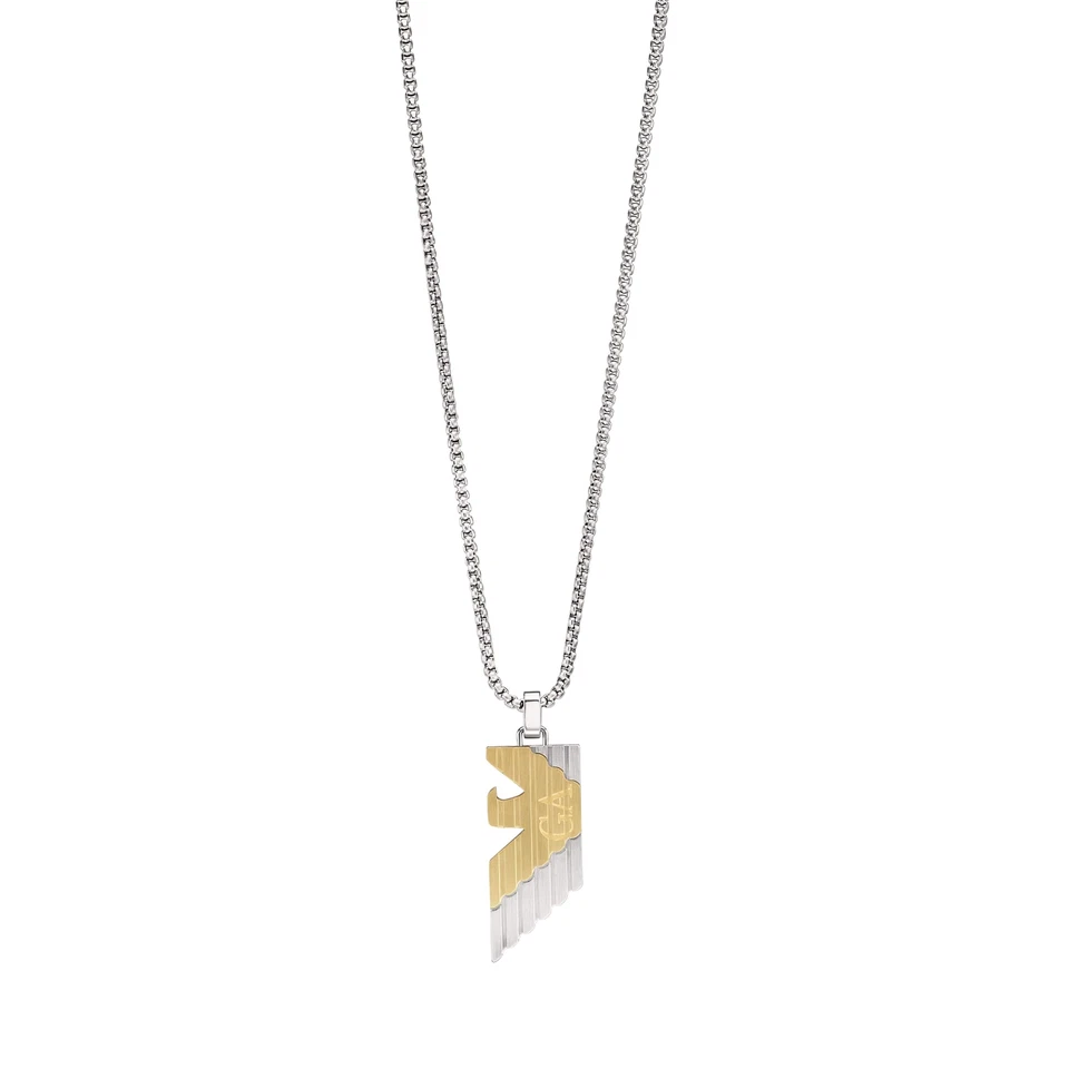 Men's EMPORIO ARMANI EGS3073040 Stainless Steel Gold Logo Necklace - Image 1 of 2