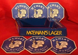 McEWAN’S LAGER BLUE MELAMINE ASHTRAY + 6 BAR MATS - EXCELLENT CONDITION! - Picture 1 of 10