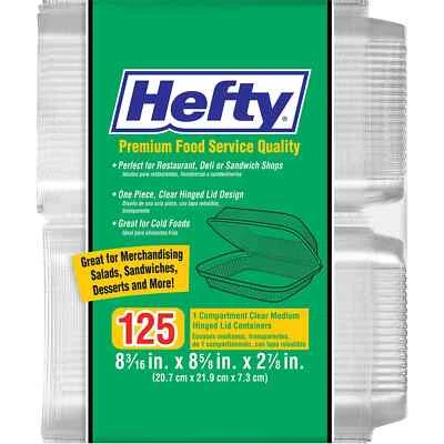 Hefty Clear Hinged Lid Plastic Container, 8" x 8" (125 ct.) - Image 1 of 4