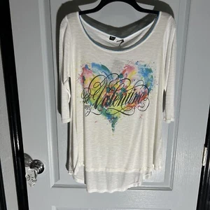 Vanilla Sugar Be My Valentine 3/4 Sleeve Scoop Neck Rhinestone Tunic Woman S NWT - Picture 1 of 6