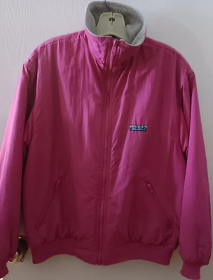 Eddie Baur Jacket Adult Large 90"s  Hot Pink Nylon  Gray Fleece Lined Full Zip. - Image 1 of 3