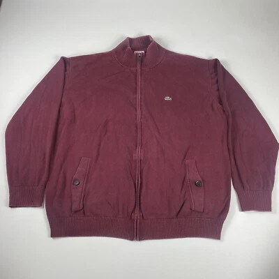 Chaqueta Lacoste Mujer Talla 9 Roja Cremallera Completa Cuello Simulado Suéter Bolsillo con Botones Foto 1 de 4