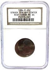  1984-P Struck 15% Of Center 25c NGC Mint Error MS64 Washington 25c Coin.