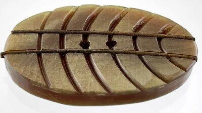 Vintage Carved Bakelite Brown Color Garment Button 1.3in Design Pattern 982A - Image 1 of 4