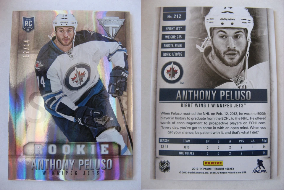 2013-14 Panini Titanium #212 Anthony Peluso 12/14 True RC Rookie Foto 1 de 1