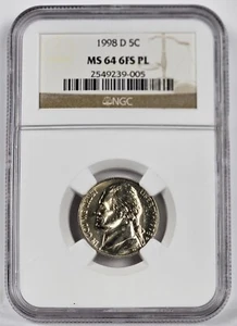 1998 D Jefferson Nickel *** NGC MS 64 6FS PL - Picture 1 of 2