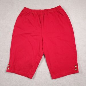 Croft Barrow Pull-On Shorts Women's 1X Plus Red Elastoc Waist Pockets Bermuda