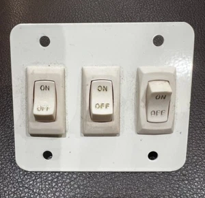 NEW 12V RV ON OFF LIGHT SWITCH  triple PANEL IVORY 3GI - Picture 1 of 3