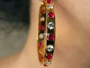 2.50 Carat Red Ruby Earrings With Moissanite In 925 Sterling Silver For Women - Picture 1 of 3