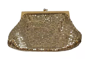 Whiting & Davis Gold Tone Metal Mesh Coin Purse - Picture 1 of 9