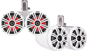 KICKER 45KMTDC65W MARINE/BOAT 6.5" WAKEBOARD TOWER SPEAKERS W/LED LIGHT WHITE - Picture 1 of 8
