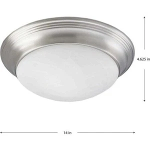 Brushed Nickel Flush Ceiling Light Progress Lighting P3689-09 Alabaster Glass - Picture 1 of 1