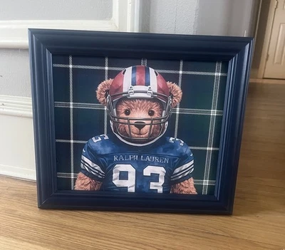 Polo Bear Ralph Lauren Football Aesthetic Custom Navy Blue Matte Framed Print - image 1 of 4