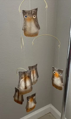 De Colección Móvil MCM Capiz Shell Búhos Hecho a Mano Decoración del Hogar Hecho en Filipinas Foto 1 de 4