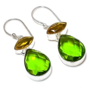 Orecchino gioiello in argento sterling 925 fatto a mano con pietra preziosa c... - Foto 1 di 5