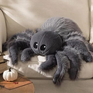 Halloween graue Spinne Dekokissen Kissen Kunstfell flauschig Tarantel 9,5 x 16 Zoll - Bild 1 von 6