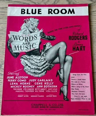 RODGERS & HART BLUE ROOM FROM WORDS AND MUSIC OST SHEET MUSIC (1948) ENGLAND - Image 1 of 2