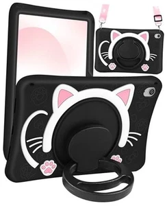 for iPad Air 11 Inch Case M2 2024 Girls Cute Black Cat Cover Kawaii Girly - Picture 1 of 7
