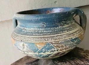 Vase aus geätzter Keramik im Südwestenstil - Tribal Design, dekorativer Spiritentopf, Hand - Bild 1 von 11
