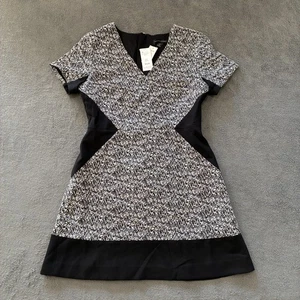 Banana Republic schwarz weiß Tweed Strick V-Ausschnitt Etui-Kleid Damengröße 10P - Bild 1 von 10