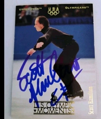 USA SKATER SCOTT HAMILTON ICON CHAMPION SIGNED AUTOGRAPH UPPER DECK TRADING CARD - Image 1 of 2