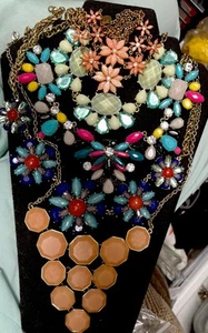 5 Pcs Summer Chunky Statement Bib Floral Necklaces Lot Costume Jewelry Colorful - Picture 1 of 2
