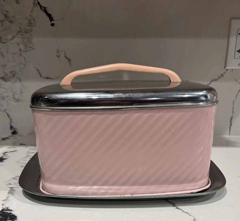 Portapasteles Lincoln Beauty Ware rosa vintage años 50 hecho en EE. UU.  Foto 1 de 4