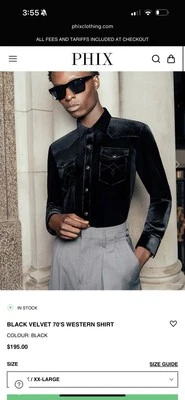 BLACK VELVET 70'S WESTERN SHIRT Brand Phix - Image 1 of 3