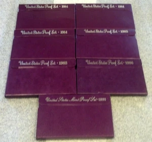 DEALER LOT (7) US PROOF SETS (3) 1984, (2) 1985, 1986, & 1990 (3064) - Picture 1 of 4