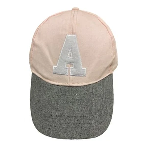 COTTON ON Unisex Letter 'A' Peak Cap Hat Hook Loop Adjustable Hat OSFM Pink Grey - Picture 1 of 9