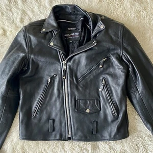 Vtg Wilsons Genuine Leather Jacket Mens Sz M Black Motorcycle Biker Thinsulate - Picture 1 of 10